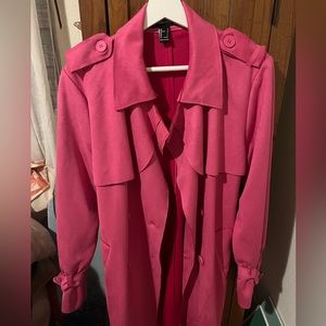 Hot Pink Faux Suede Trench